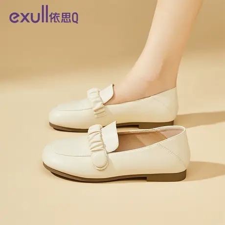 依思q仙女风低跟平底鞋2024春秋新款法式气质温柔单鞋超软乐福鞋商品大图