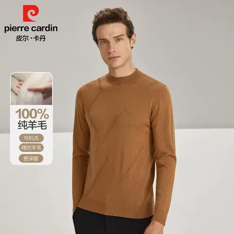 皮尔卡丹加厚100%羊毛衫男可机洗半高领爸爸针织衫冬季保暖毛衣男图片