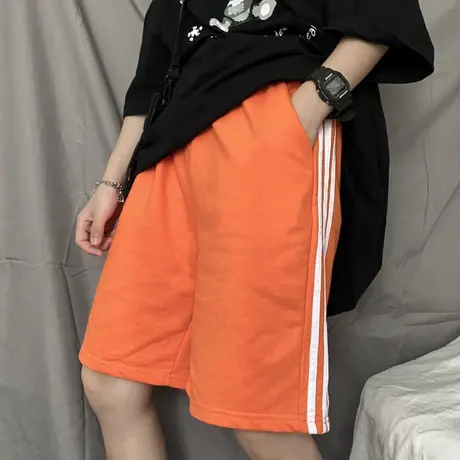 运动短裤女2020夏季薄款宽松高腰直筒港味休闲五分中裤阔腿裤子女图片