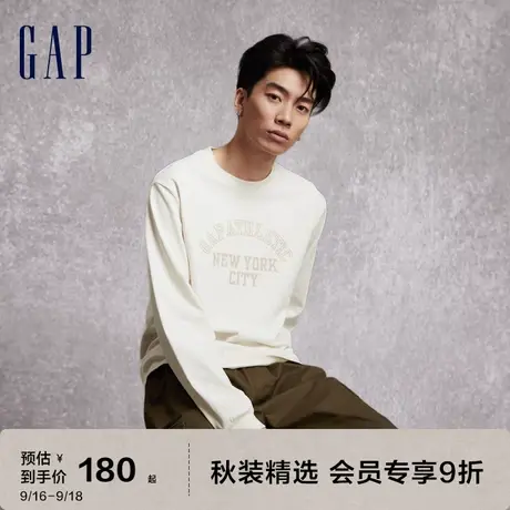 Gap男女装秋季2023新款LOGO纯棉廓形长袖T恤773183运动休闲上衣图片