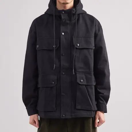 限量特价秋冬黑色连帽长袖夹克男2022春秋新款潮百搭工装休闲外套图片