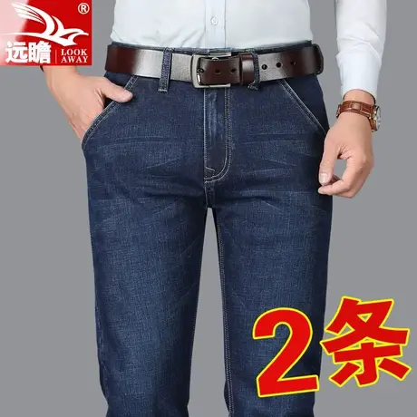 冬季男士牛仔裤2023新款加厚休闲长裤宽松直筒加绒保暖裤子秋冬款商品大图