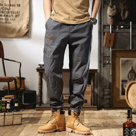 夏季薄款休闲工装裤男宽松多口袋束脚裤男士潮牌高端美式休闲长裤商品大图