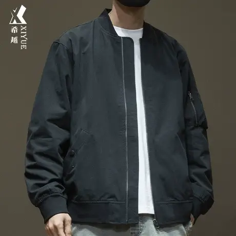 希越棒球服外套男工装夹克男士2023秋季新款宽松大码飞行员男装潮商品大图