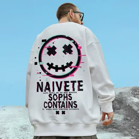 国潮oversize小恶魔圆领卫衣男潮牌ins潮流大码男装秋季情侣外套图片