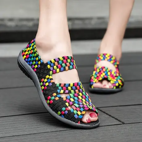 中老年人布鞋女夏季妈妈平底凉鞋防滑软底老北京布鞋透气奶奶鞋子商品大图