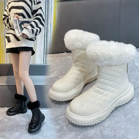 爆款毛毛雪地靴女款冬季加绒加厚东北大棉鞋女鞋厚底防水中筒靴子商品大图