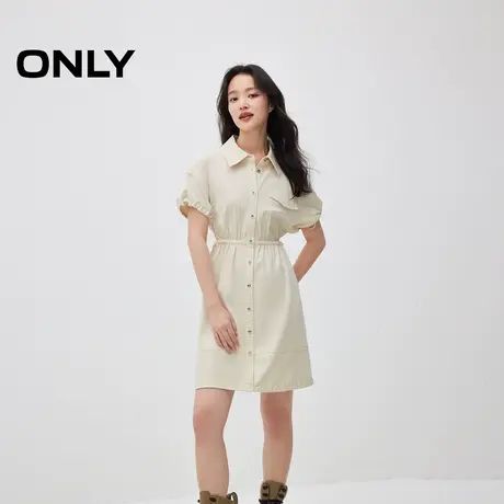 ONLY2024春季新款通勤休闲短袖翻领短裙衬衫连衣裙女|124107045图片