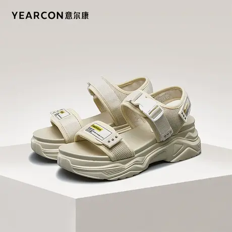 意尔康女鞋夏季老爹凉鞋外穿ins潮厚底海边运动休闲魔术贴沙滩鞋图片