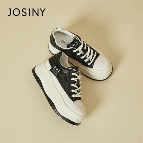 Josiny/卓诗尼厚底休闲板鞋女2024新款春季厚底百搭内增高帆布鞋商品大图