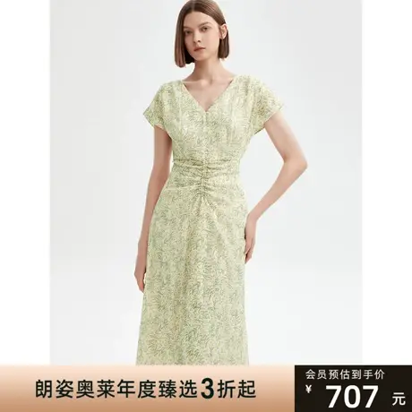 朗姿法式复古碎花连衣裙2023年新款长裙显瘦气质高级感裙子女商品大图
