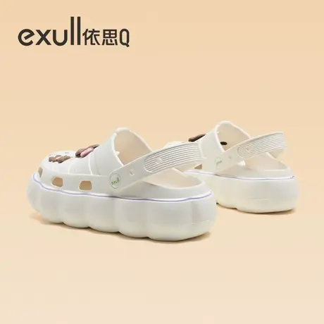 exull依思Q洞洞鞋女可爱大头新款夏季外穿厚底防滑增高平底凉拖鞋图片