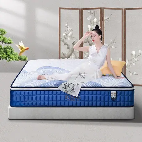 富安娜进口乳胶床垫静音独立袋装弹簧床垫抑菌防螨软硬两用床垫商品大图