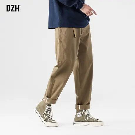男士卡其色休闲裤男直筒秋季裤子2023年新款美式工装裤大码直筒裤商品大图