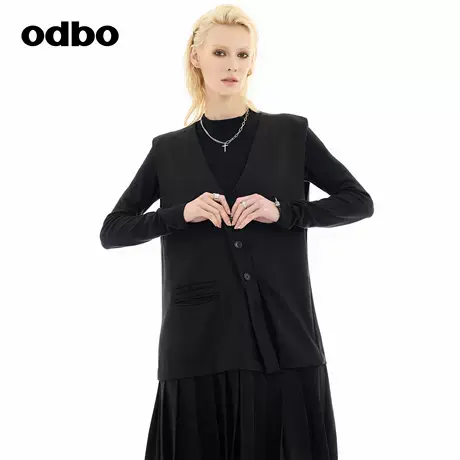 odbo/欧迪比欧时尚气质连衣裙子女2024秋新款专柜正品无袖中长裙图片