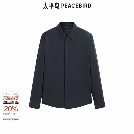 【商场同款】太平鸟男装 休闲衬衫提花休闲斯文通勤衬衫B1CAF1E12商品大图
