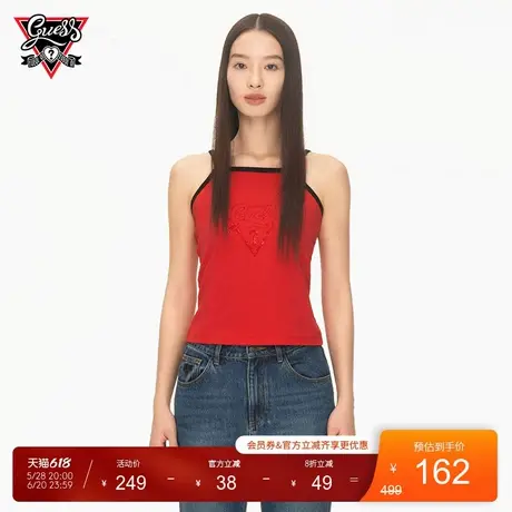 【GUESS x YUEQI QI联名系列】女士做旧修身一字领针织吊带背心商品大图