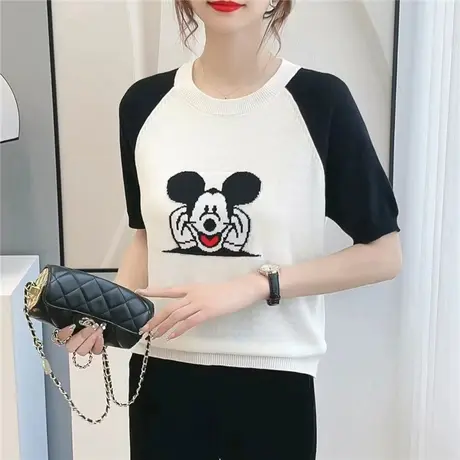 夏季短袖t恤女洋气百搭针织衫港味chic女上衣2023年流行新款外穿图片