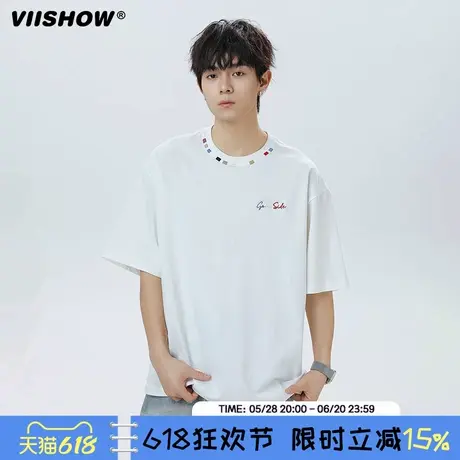 VIISHOW短袖t恤男2025夏季新款重磅国潮痞帅青少年宽松半袖体恤商品大图