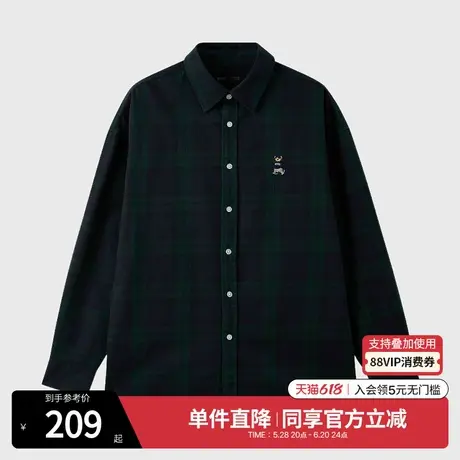 SPAO韩国同款2025年夏季新品男士时尚易搭简约格子长袖衬衫商品大图