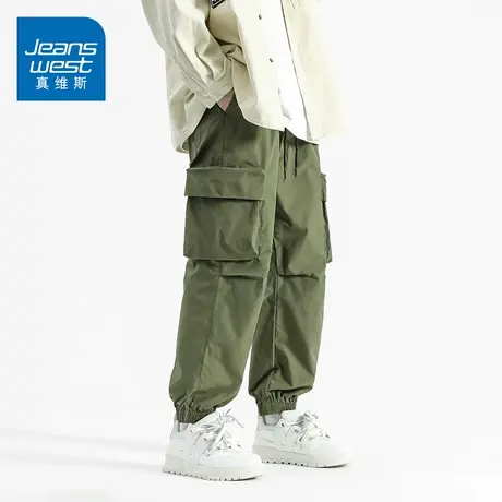 KZH真维斯军绿色工装休闲长裤男士束脚九分男裤子夏季2025年新款商品大图