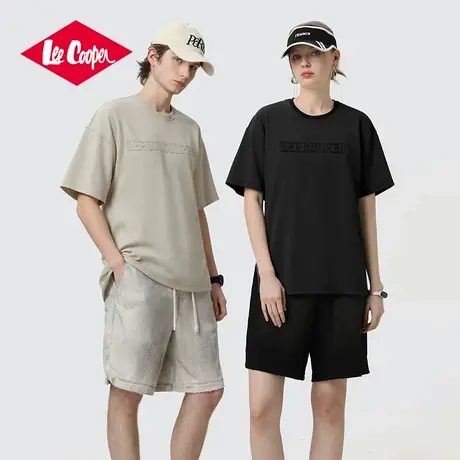 Lee Cooper/李库珀 刺绣复古情侣短袖T恤男夏季宽松休闲体恤上衣商品大图