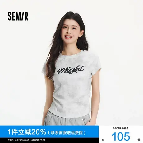 [商场同款]森马短袖T恤女短款修身辣妹2025新款刺绣蜡染夏装街头图片