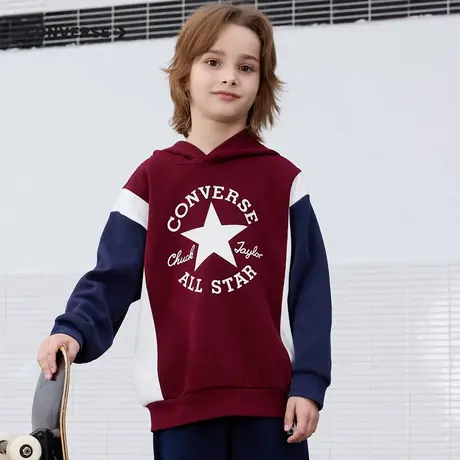 Converse匡威儿童童装男女童卫衣2025秋季新款拼接复古中大童上衣图片