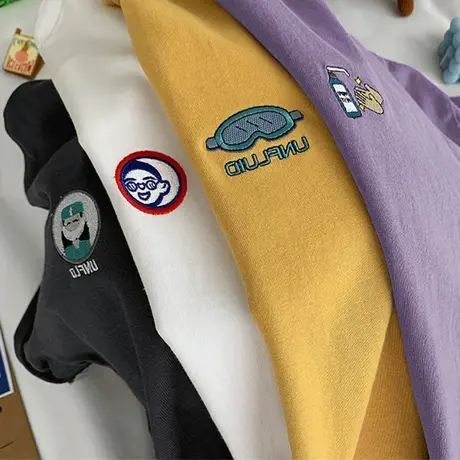 刺绣贴标短袖女设计感小众2023年新款港味chic上衣夏ins潮t恤半袖图片