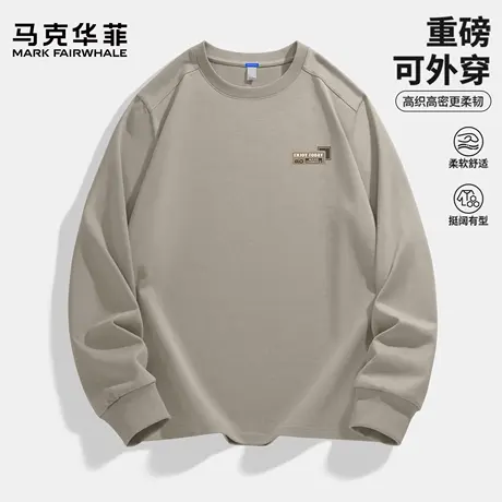 马克华菲长袖t恤男款秋季港风复古重磅男士上衣宽松大码打底衫男X商品大图