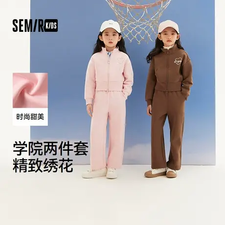 森马儿童套装秋季学院风两件套女童字母刺绣甜美童装日常休闲装潮商品大图