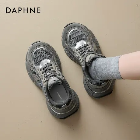 达芙妮灰黑色老爹鞋女2025新款秋小个子增高休闲鞋轻便软底运动鞋商品大图