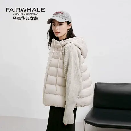 马克华菲2025冬季新款拼接羽绒服女短款超好看时尚显瘦保暖外套潮商品大图