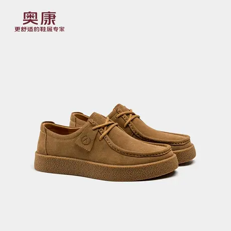奥康 男鞋2026春季新款袋鼠鞋时尚百搭复古反绒工装鞋厚底勃肯鞋商品大图