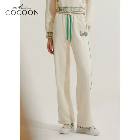 COCOON商场同款2023秋冬新款学院运动风套装抽绳松紧休闲裤商品大图