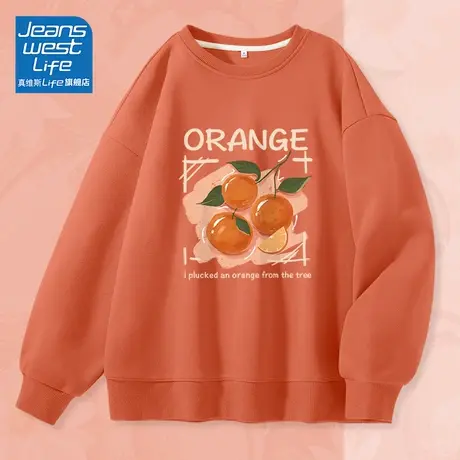 真维斯LIFE薄款圆领卫衣女2023新款爆款简约休闲慵懒风外套上衣C商品大图