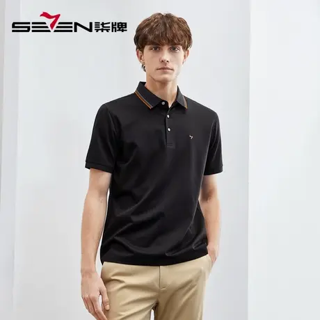 【含桑蚕丝】柒牌短袖男polo衫2023夏季新款抗菌休闲商务翻领T恤商品大图