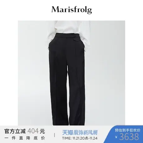 【质感休闲系列】玛丝菲尔休闲裤春季新款黑色宽松阔腿休闲裤商品大图