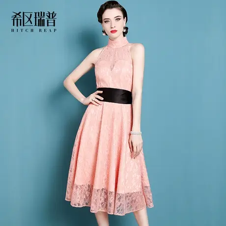 希区瑞普高端气质改良旗袍连衣裙2024夏季蕾丝挂脖宴会小礼服商品大图