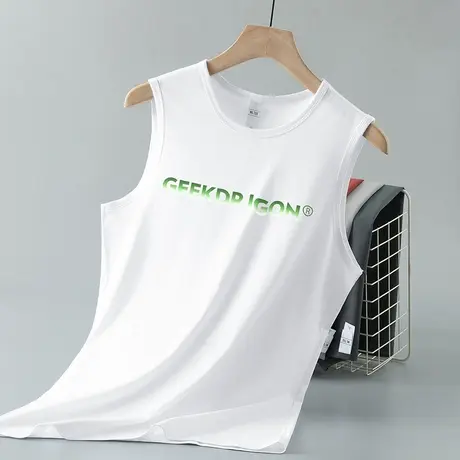 莫代尔背心男夏季冰丝凉感健身速干运动坎肩白色无袖t恤篮球汗衫商品大图