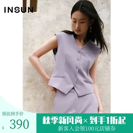 恩裳COVER2023春款新款经典简约V领宽肩挺括抗皱领边弧度西装马甲图片