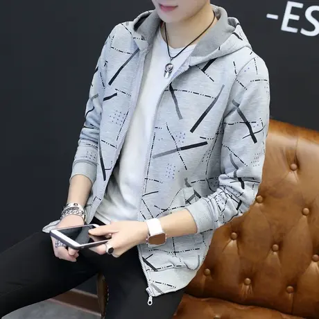 卫衣男外套春秋季2025青少年初中学生运动连帽开衫帅气韩版潮男装商品大图