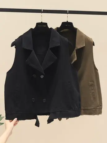 2023春秋季新款文艺复古西装领马甲女宽松百搭洋气坎肩马夹短外套商品大图