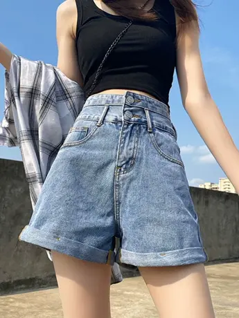 清仓捡漏高腰牛仔短裤女夏季薄款宽松2023新款显瘦网红a字潮ins图片