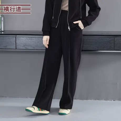 2025新款简约休闲羊驼毛巾布保暖纯色春款休闲宽松裤子女下装大码图片