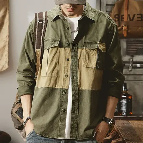 Modi Nick/摩帝尼克男士休闲衬衫复古日系宽松外套潮流时尚百搭男商品大图