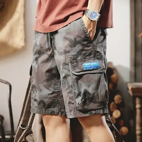 男士五分裤休闲夏季宽松迷彩短裤时尚百搭工装短裤潮流薄款五分裤商品大图