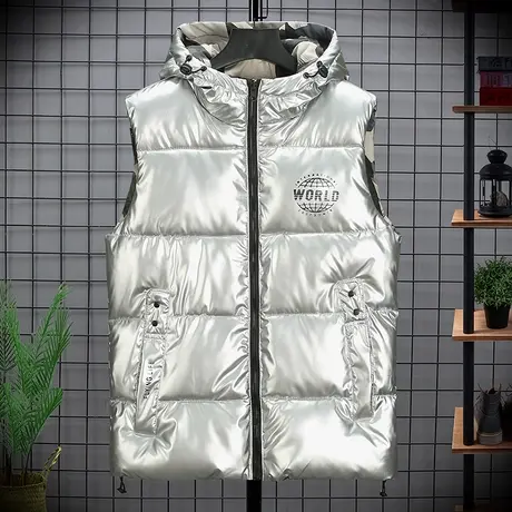 冬季新款假两件马甲男双面穿羽绒棉服外套百搭休闲保暖上衣服男装商品大图