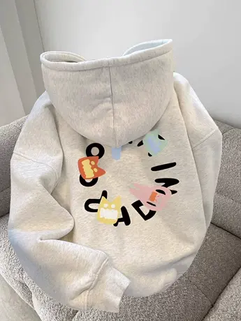 美式oversize潮牌连帽卫衣女冬爆款小个子加绒加厚慵懒百搭外套图片