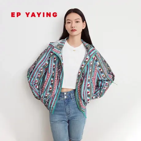 EP YAYING雅莹女装 休闲印花户外运动夹克外套 2023秋季新款1302C图片